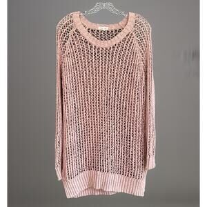 Silence + Noise Open Knit Sweater Pink Cotton Blend Soft Grunge Boho Chic Size M